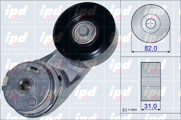 Diržo įtempiklis, V formos rumbuotas diržas IPD 15-3995