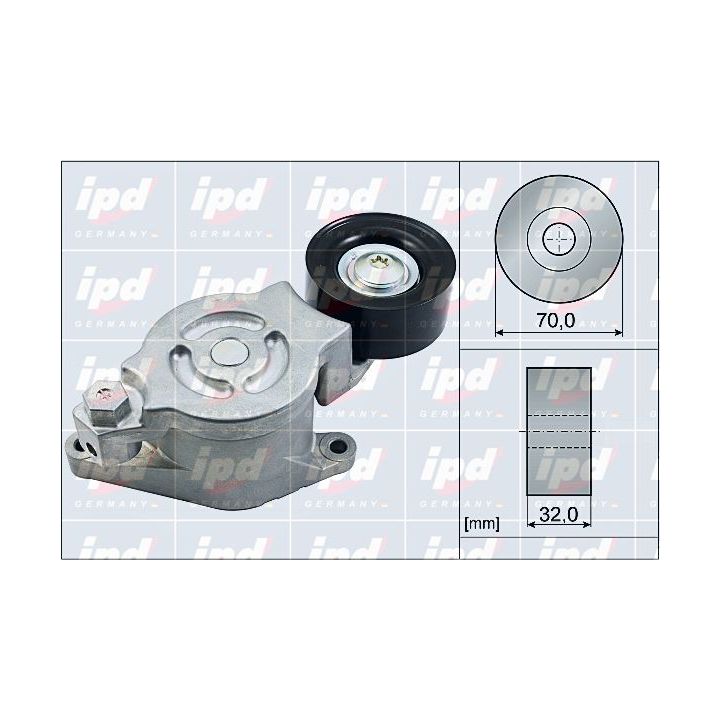 Diržo įtempiklis, V formos rumbuotas diržas IPD 15-4034