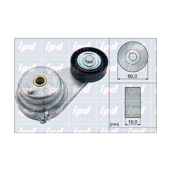 Diržo įtempiklis, V formos rumbuotas diržas IPD 15-4077