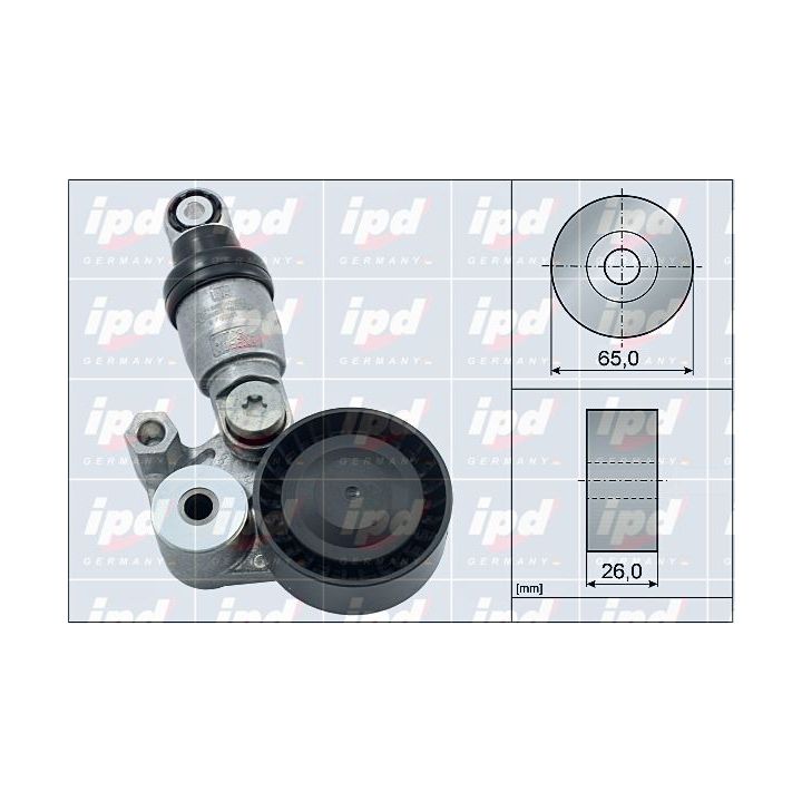 Diržo įtempiklis, V formos rumbuotas diržas IPD 15-4126