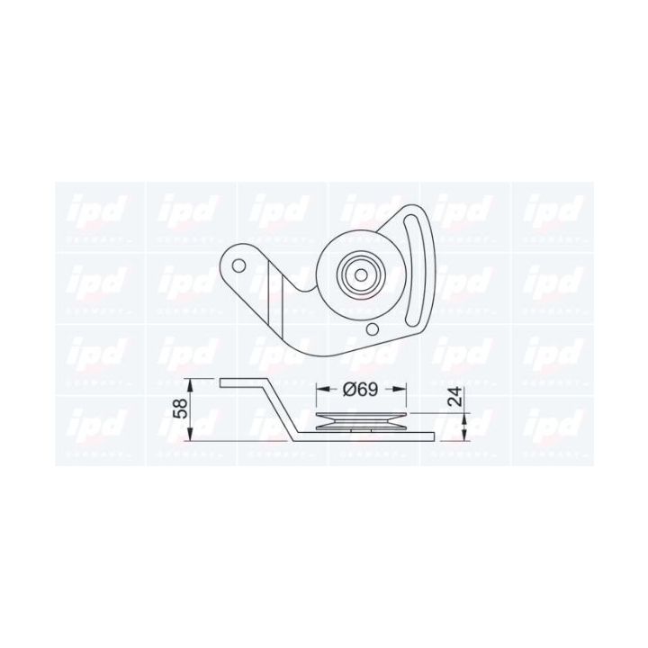 įtempiklio skriemulys, V formos diržas IPD 14-0338