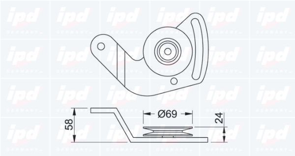 įtempiklio skriemulys, V formos diržas IPD 14-0338