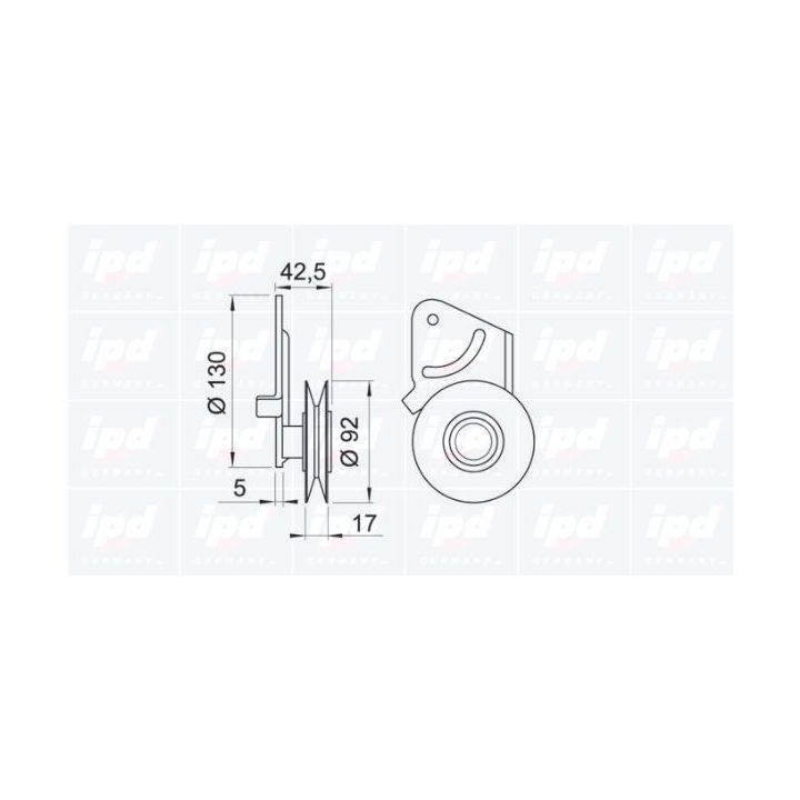 įtempiklio skriemulys, V formos diržas IPD 15-0791