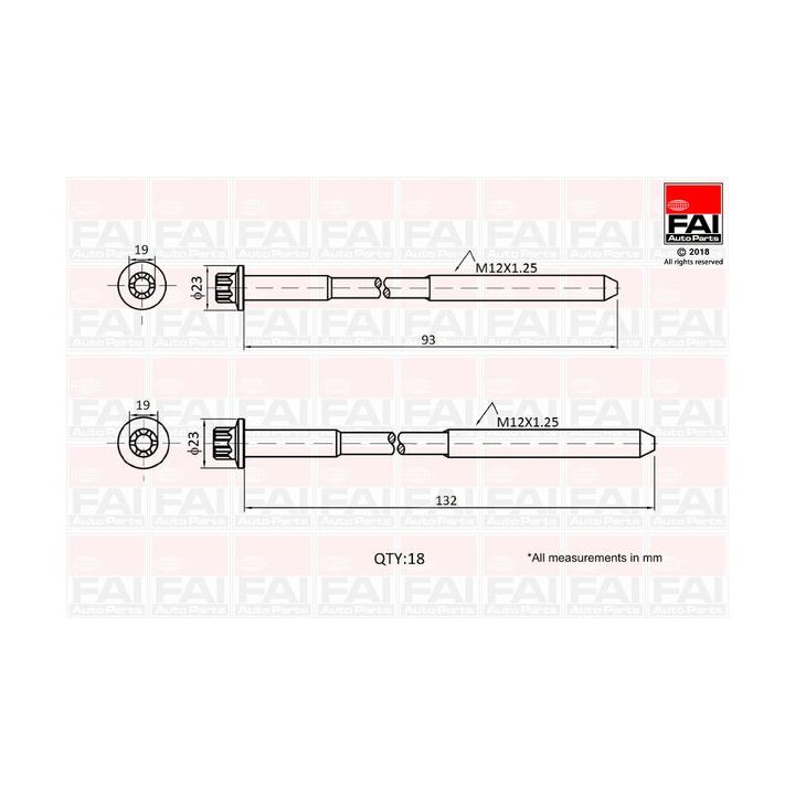 Varžtų kompl., cil. galvutės varžtai FAI AutoParts B2201