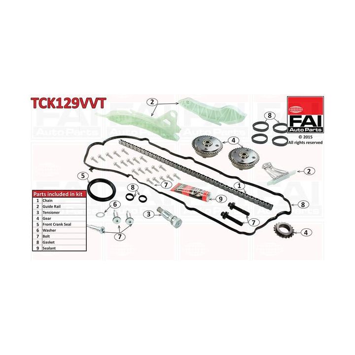 Paskirstymo grandinės komplektas FAI AutoParts TCK129VVT