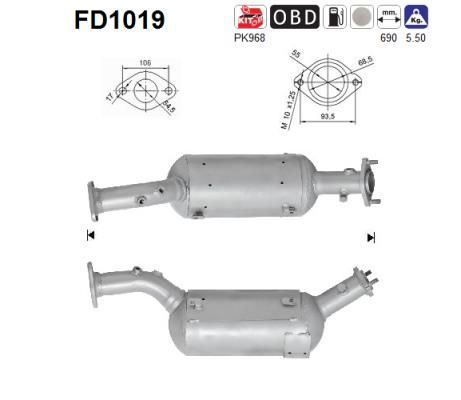 Suodžių / kietųjų dalelių filtras, išmetimo sistema AS FD1019