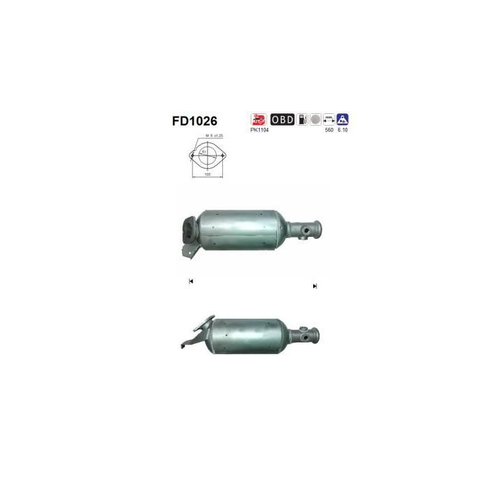 Suodžių / kietųjų dalelių filtras, išmetimo sistema AS FD1026