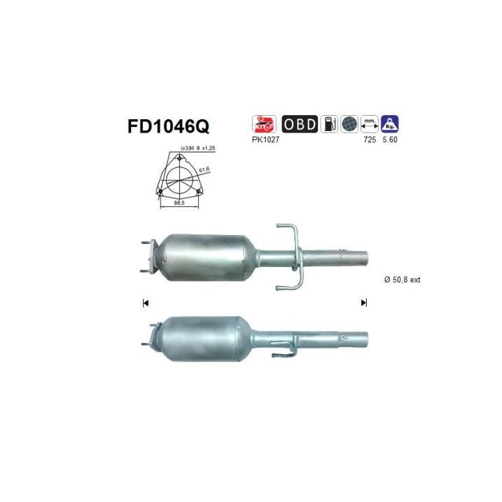 Suodžių / kietųjų dalelių filtras, išmetimo sistema AS FD1046Q