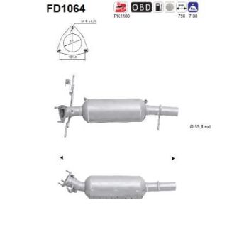 Suodžių / kietųjų dalelių filtras, išmetimo sistema AS FD1064