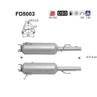 Suodžių / kietųjų dalelių filtras, išmetimo sistema AS FD5003