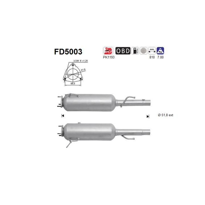 Suodžių / kietųjų dalelių filtras, išmetimo sistema AS FD5003