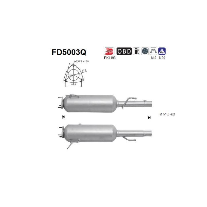 Suodžių / kietųjų dalelių filtras, išmetimo sistema AS FD5003Q