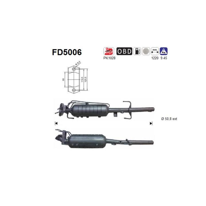 Suodžių / kietųjų dalelių filtras, išmetimo sistema AS FD5006