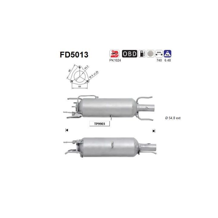 Suodžių / kietųjų dalelių filtras, išmetimo sistema AS FD5013