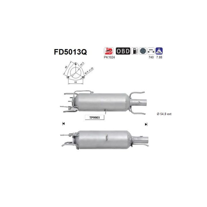 Suodžių / kietųjų dalelių filtras, išmetimo sistema AS FD5013Q