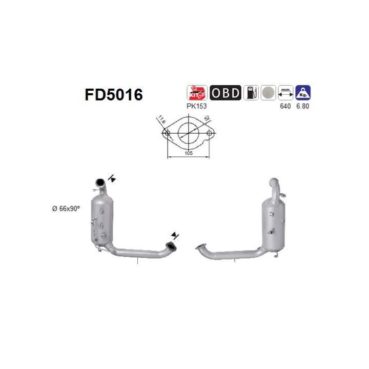 Suodžių / kietųjų dalelių filtras, išmetimo sistema AS FD5016