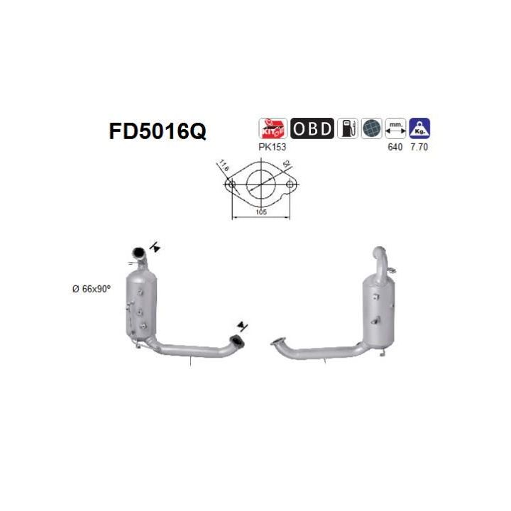 Suodžių / kietųjų dalelių filtras, išmetimo sistema AS FD5016Q