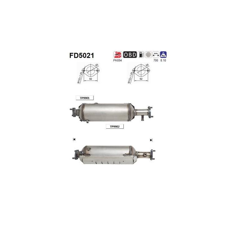 Suodžių / kietųjų dalelių filtras, išmetimo sistema AS FD5021