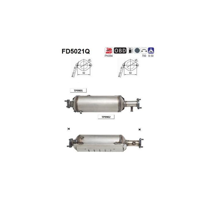 Suodžių / kietųjų dalelių filtras, išmetimo sistema AS FD5021Q