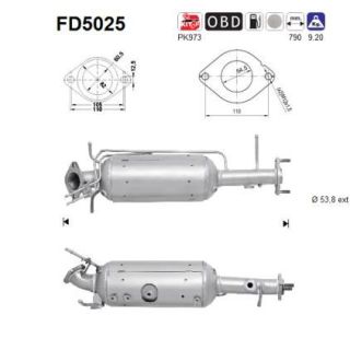 Suodžių / kietųjų dalelių filtras, išmetimo sistema AS FD5025
