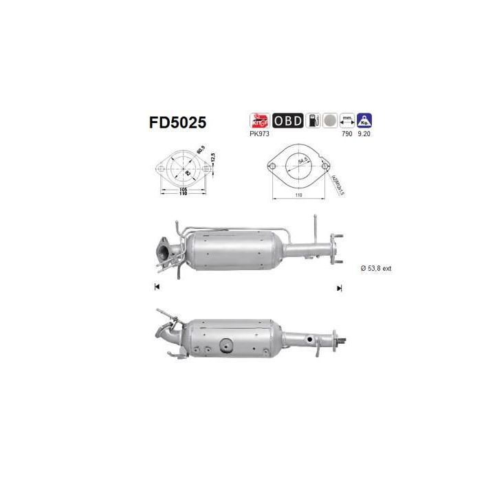 Suodžių / kietųjų dalelių filtras, išmetimo sistema AS FD5025