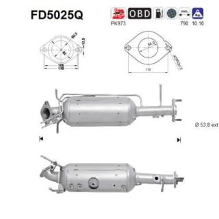 Suodžių / kietųjų dalelių filtras, išmetimo sistema AS FD5025Q