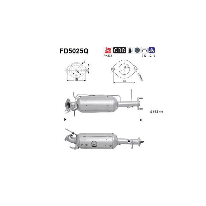 Suodžių / kietųjų dalelių filtras, išmetimo sistema AS FD5025Q