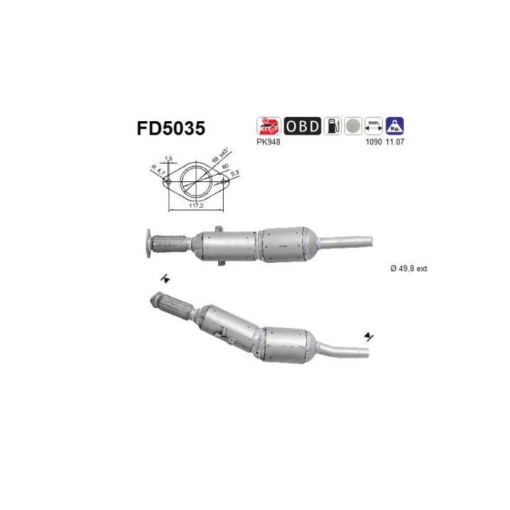 Suodžių / kietųjų dalelių filtras, išmetimo sistema AS FD5035