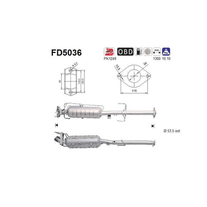 Suodžių / kietųjų dalelių filtras, išmetimo sistema AS FD5036