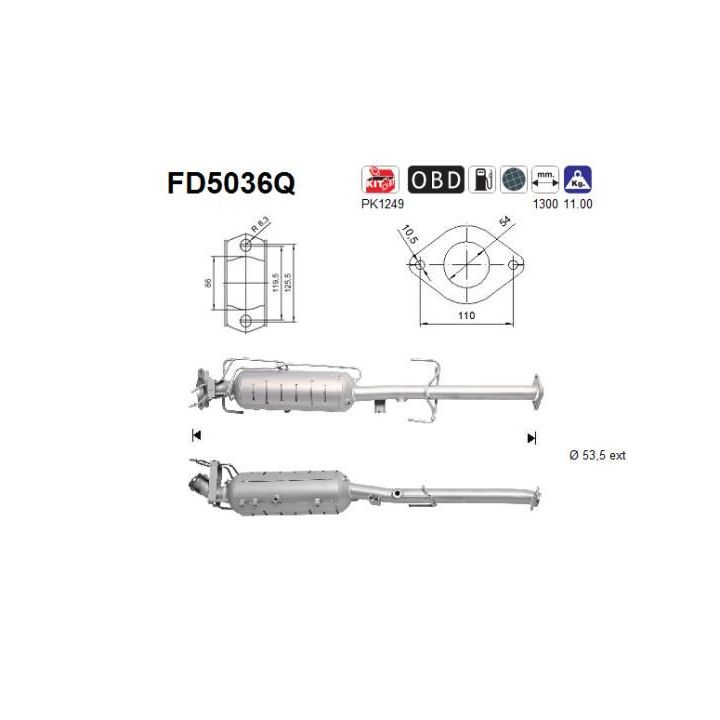 Suodžių / kietųjų dalelių filtras, išmetimo sistema AS FD5036Q