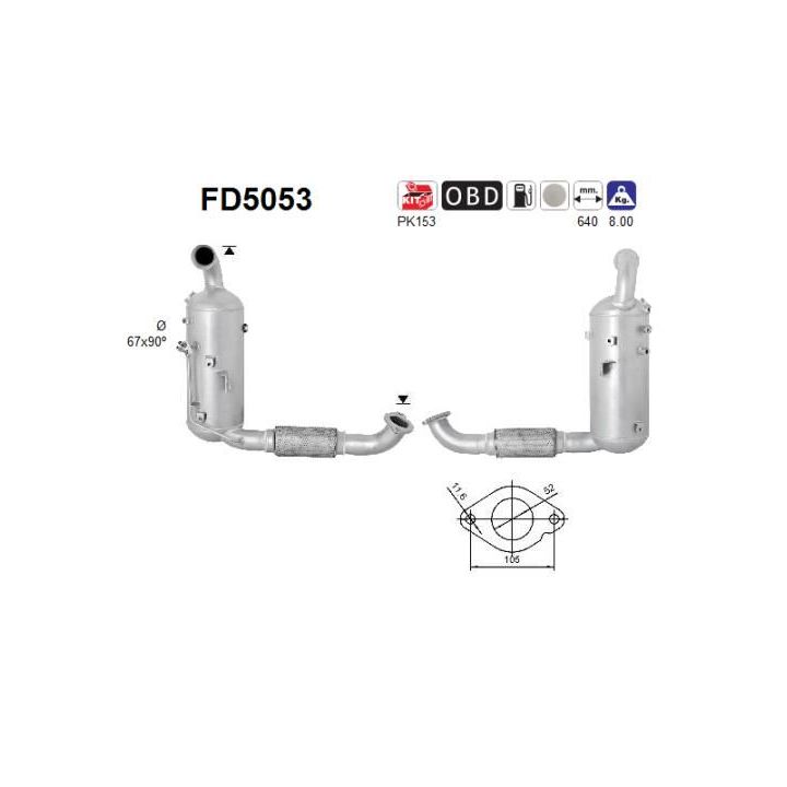 Suodžių / kietųjų dalelių filtras, išmetimo sistema AS FD5053