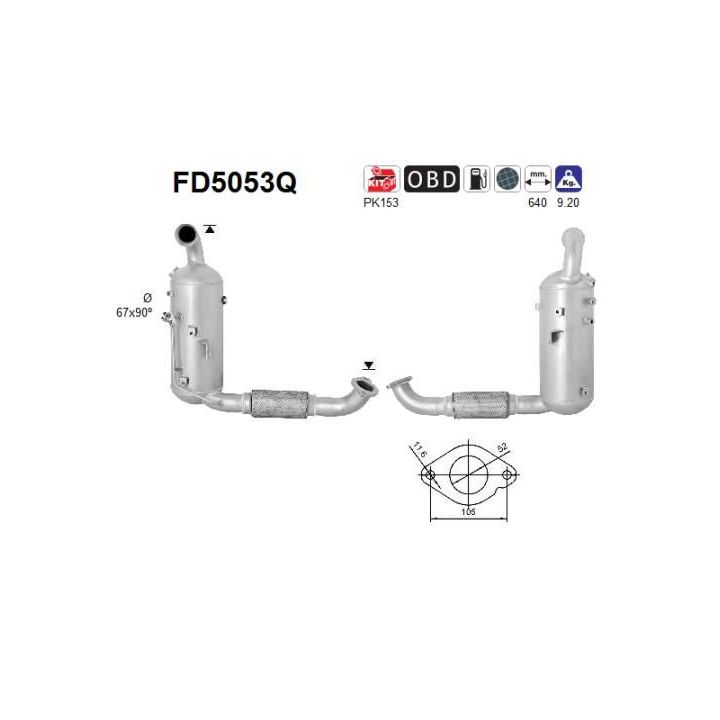 Suodžių / kietųjų dalelių filtras, išmetimo sistema AS FD5053Q