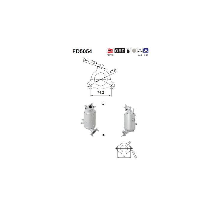 Suodžių / kietųjų dalelių filtras, išmetimo sistema AS FD5054