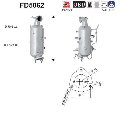 Suodžių / kietųjų dalelių filtras, išmetimo sistema AS FD5062