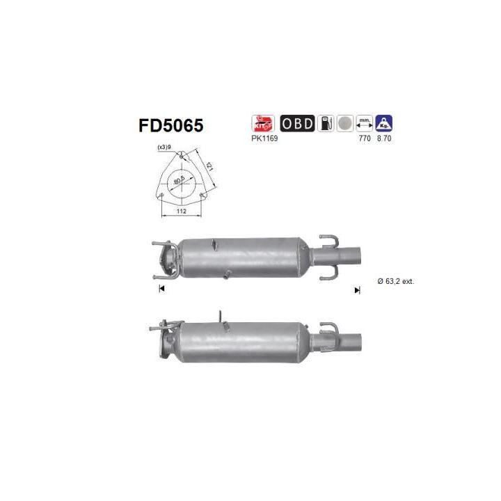 Suodžių / kietųjų dalelių filtras, išmetimo sistema AS FD5065