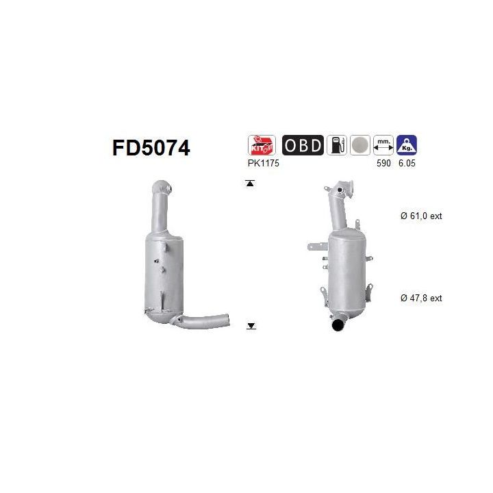 Suodžių / kietųjų dalelių filtras, išmetimo sistema AS FD5074