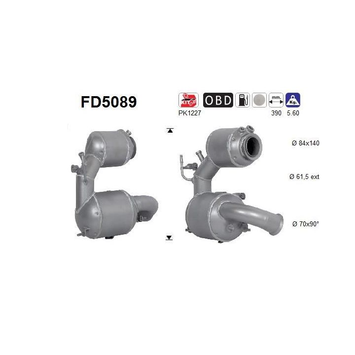 Suodžių / kietųjų dalelių filtras, išmetimo sistema AS FD5089
