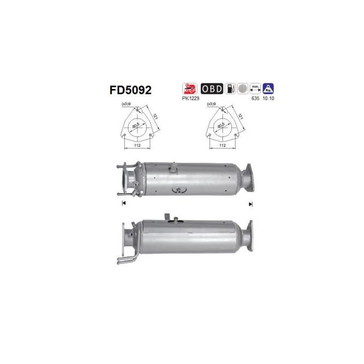 Suodžių / kietųjų dalelių filtras, išmetimo sistema AS FD5092