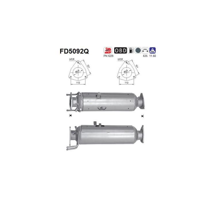 Suodžių / kietųjų dalelių filtras, išmetimo sistema AS FD5092Q