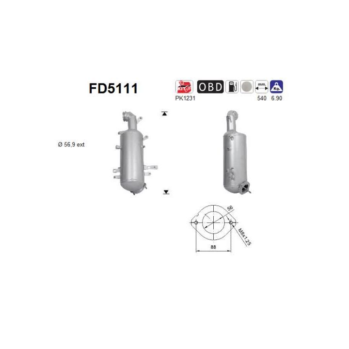 Suodžių / kietųjų dalelių filtras, išmetimo sistema AS FD5111