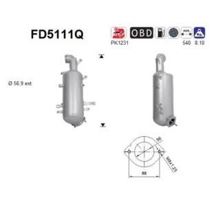 Suodžių / kietųjų dalelių filtras, išmetimo sistema AS FD5111Q