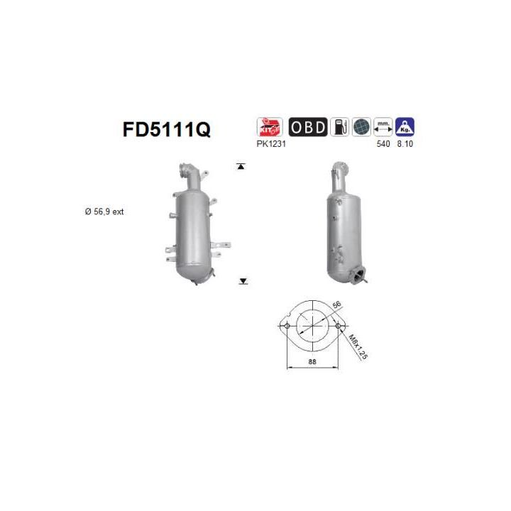 Suodžių / kietųjų dalelių filtras, išmetimo sistema AS FD5111Q