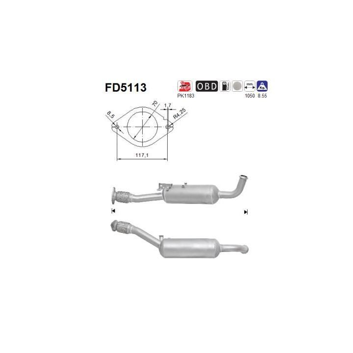 Suodžių / kietųjų dalelių filtras, išmetimo sistema AS FD5113