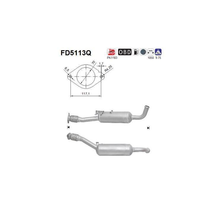 Suodžių / kietųjų dalelių filtras, išmetimo sistema AS FD5113Q