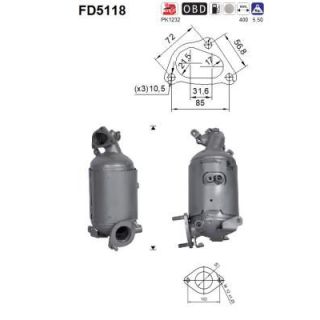 Suodžių / kietųjų dalelių filtras, išmetimo sistema AS FD5118