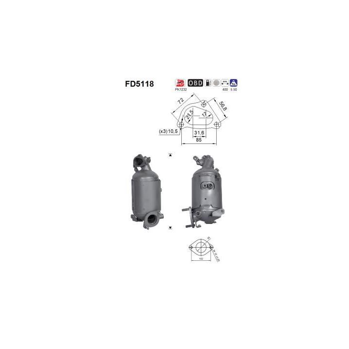 Suodžių / kietųjų dalelių filtras, išmetimo sistema AS FD5118