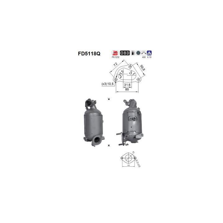 Suodžių / kietųjų dalelių filtras, išmetimo sistema AS FD5118Q