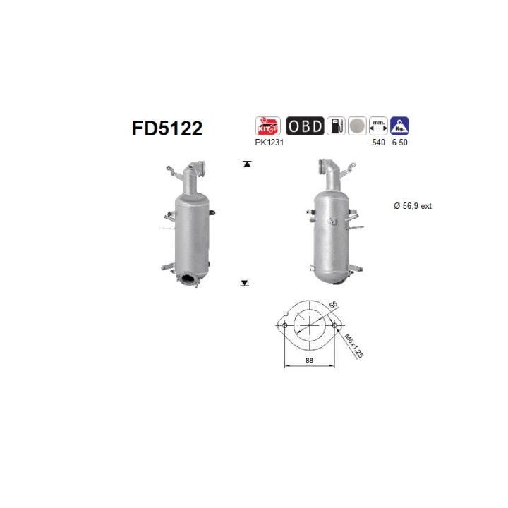 Suodžių / kietųjų dalelių filtras, išmetimo sistema AS FD5122
