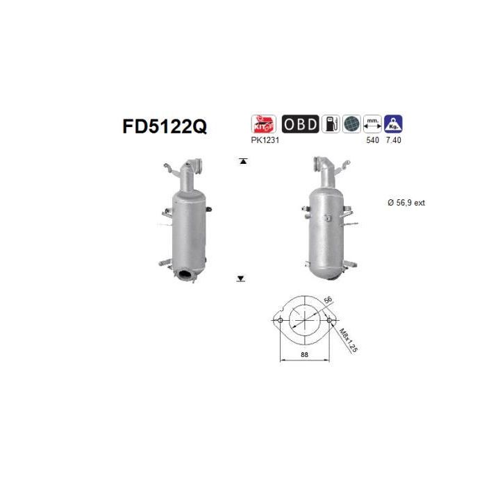 Suodžių / kietųjų dalelių filtras, išmetimo sistema AS FD5122Q