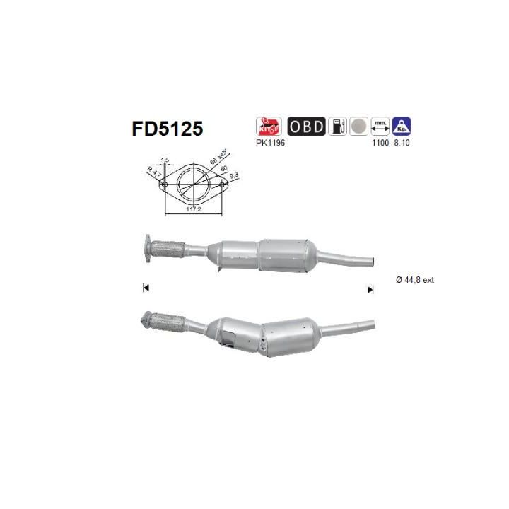 Suodžių / kietųjų dalelių filtras, išmetimo sistema AS FD5125